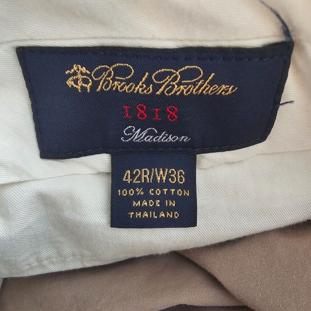 Brooks Brothers 1818 Madison pleated chino trousers pants 100% cotton w36